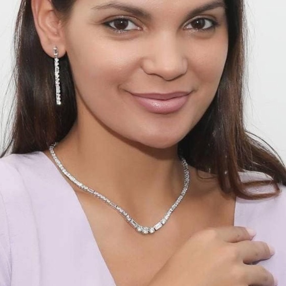 Sterling silver cz statement necklace 16” - Picture 4 of 7